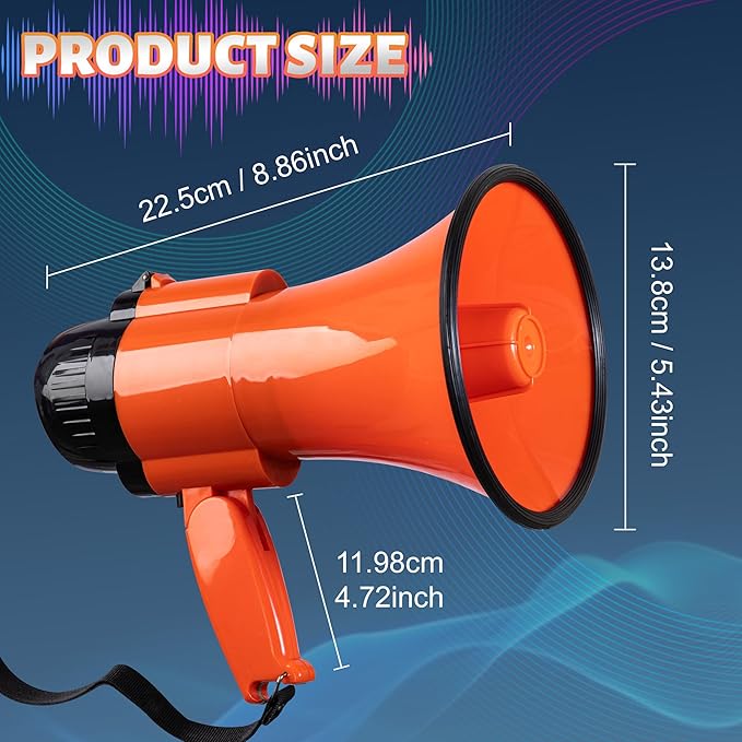 30 Watt Power Portable Megaphone Bullhorn Speaker Voice, Siren/Alarm and 240S Recording with Volume Control and Strap