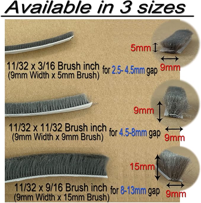 80 Ft White Weather Stripping Brush for Sliding Window/Door Frame, House Soundproofing Felt Self Adhesive Weather Strip Seal Strip Sealer Tape (11/32 Backing x 11/32 Brush inch)