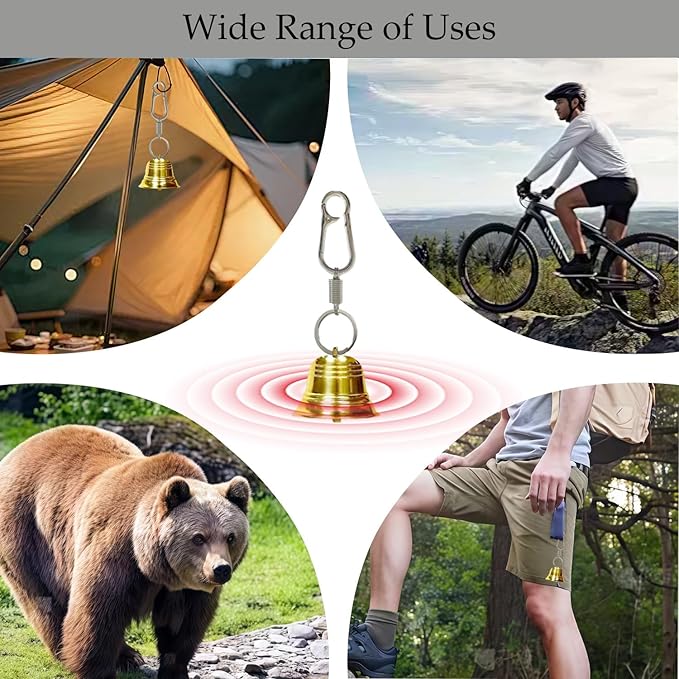 2 Inch Loud Bear Bells, Solid Brass Set, Cycling, Fishing, Mountaineering Self-Defense Gear