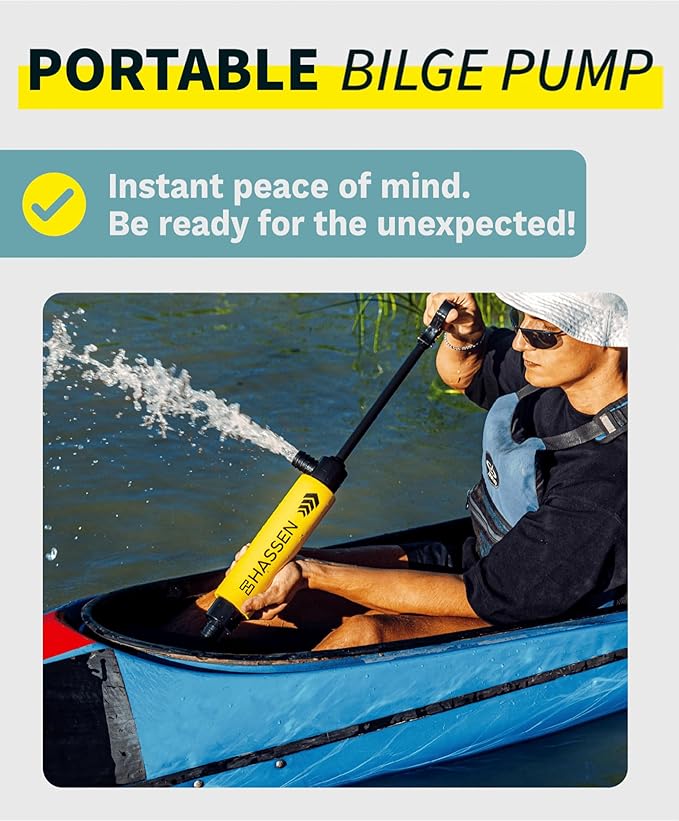 Manual Bilge Pump for Boats, Kayak Portable Hand Pumps for Water Removal - Long Hose Marine Safety Equipment Must Haves, Emergency Tool Home & Outdoors