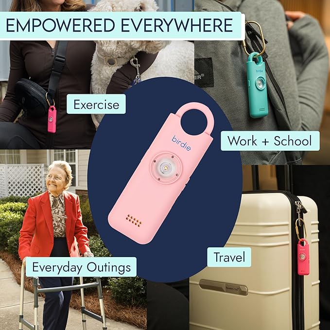 She’s Birdie 3.0 New Version – The Original Personal Safety Alarm for Women by Women–Loud Siren, Flash Light and Rechargeable Battery in a Variety of Colors (Metallic Silver Gray)