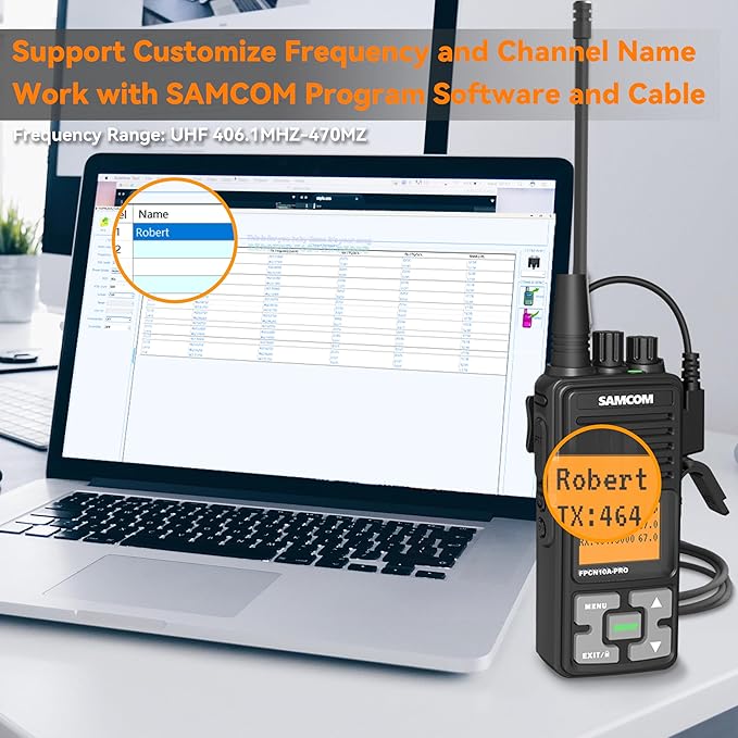 SAMCOM FPCN10A-PRO Long Range 2 Way Radios, Rugged Two-Way UHF Radio Walkie Talkies,Custom Channel Names, Group Call, Voice Playing for Construction,Commercial, Schools, Security (2 Pack)