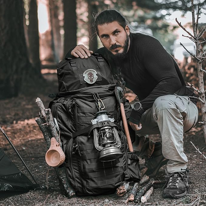 Mardingtop 75L Military Internal Frame Backpack for Men, Cordura Tactical Backpack with Recco for Snowboarding,Hiking,Camping