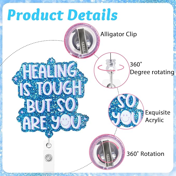 Positive Smile Badge Reel Nursing Badge Holders Retractable Badge Clip RN LN CNA Mental Health Nurse Badge Accessories for Work
