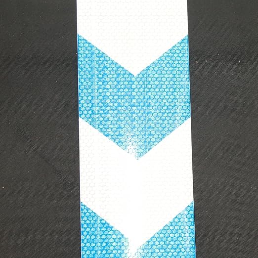 Blue and White Reflective Tape Outdoor Waterproof 8 inch X 66 feet, High Visibility Hazard Conspicuity Safety Industrial Marking Tape