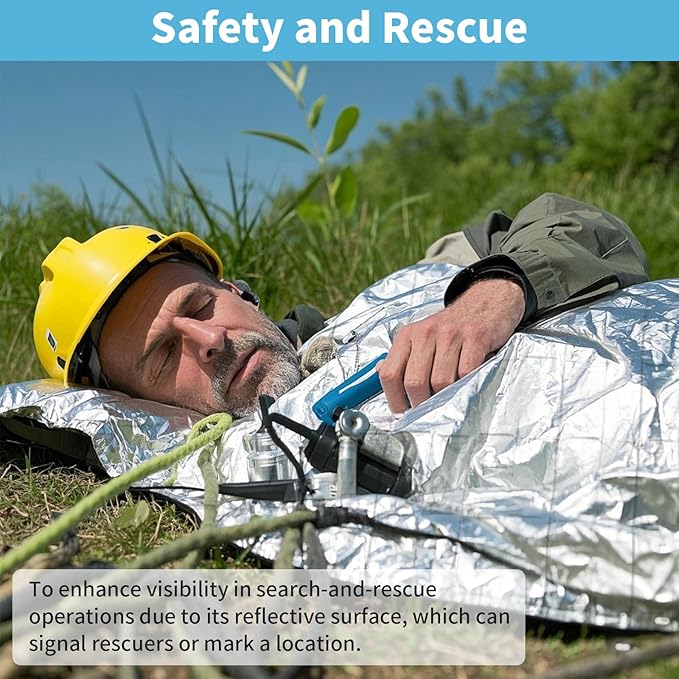 FRONTLINE Emergency Thermal Blankets Large 54" x 84" Mylar Blankets Survival Gear Camping Gear Emergency Space Blanket First Aid for Survival (10)