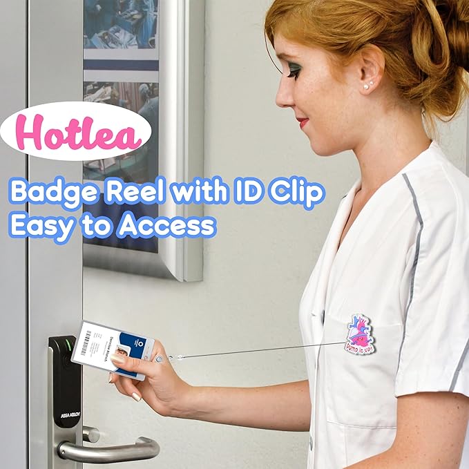 Pump It Up Heart Badge Reel with Alligator Clip Funny ID Badge Holders Cute RN LPN CNA MA PCT Badge Buddy Nursing Medical Students Nurse Accessories for Work