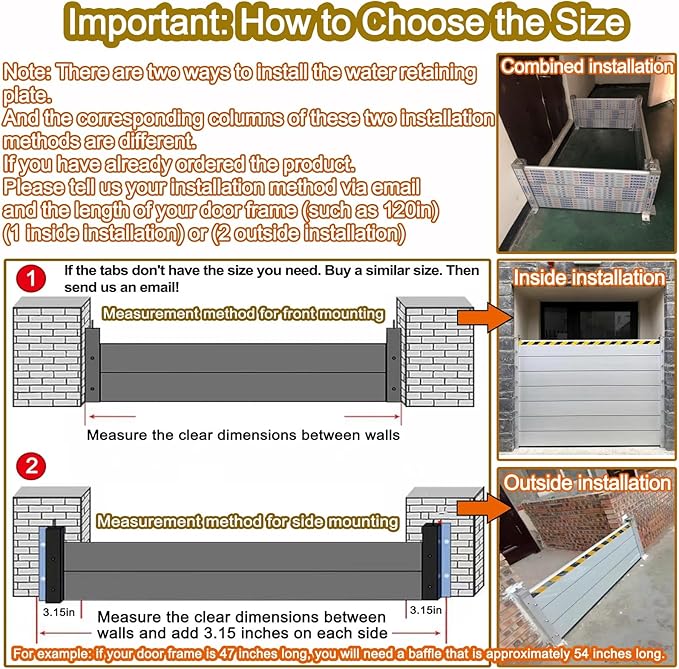 Reusable Aluminum Flood Barriers/Gates for Home Doors, 3/4/5/6/7/8/9/10/11/12/13ft Long Flood Prevention Barrier Water Stopper Shield for Outside/Indoor/Garage Door/Basement/Patio(H 3.9ft(120c