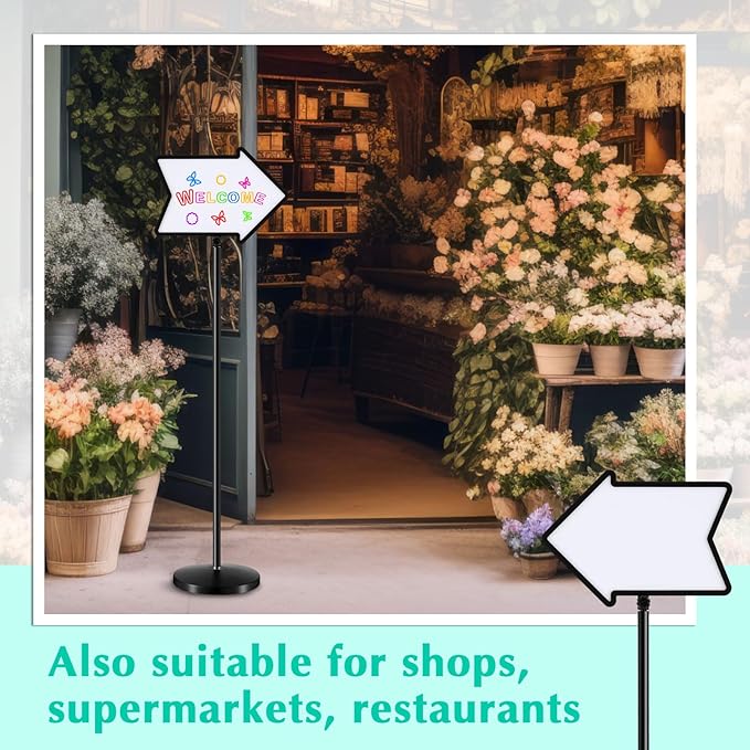 Lincia 4 Pack Dry Erase Board Arrow Sign Stand Adjustable Holder Floor Signs 11.7 x 16.5 Inch Dual Sided with Heavy Duty Pedestal for Indoor Outdoor Hotel School
