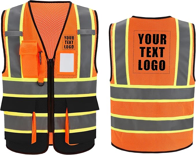 A-SAFETY Mesh High Vis Vest Lightweight Reflective Construction Vest with Pockets Safety Vest for Men/Women