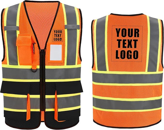 A-SAFETY Mesh High Vis Vest Lightweight Reflective Construction Vest with Pockets Safety Vest for Men/Women