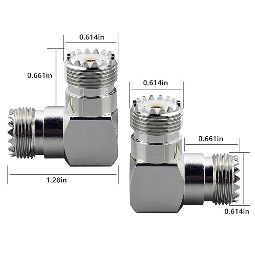 Upgraded SO239 90 Degree Adapter 2-Pack, SO-239 Right Angle Adapter UHF Female Coax Cable Connector SO239 PL259 Elbow Copper