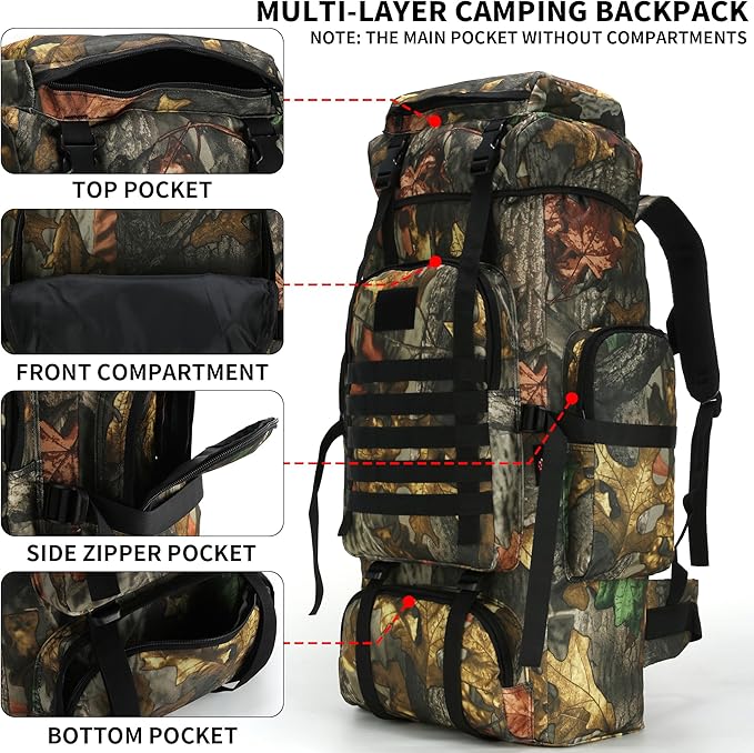 Hiking Backpack for Men 70L/100L Camping Backpack Military Rucksack Molle 3 Days Assault Pack for Climbing