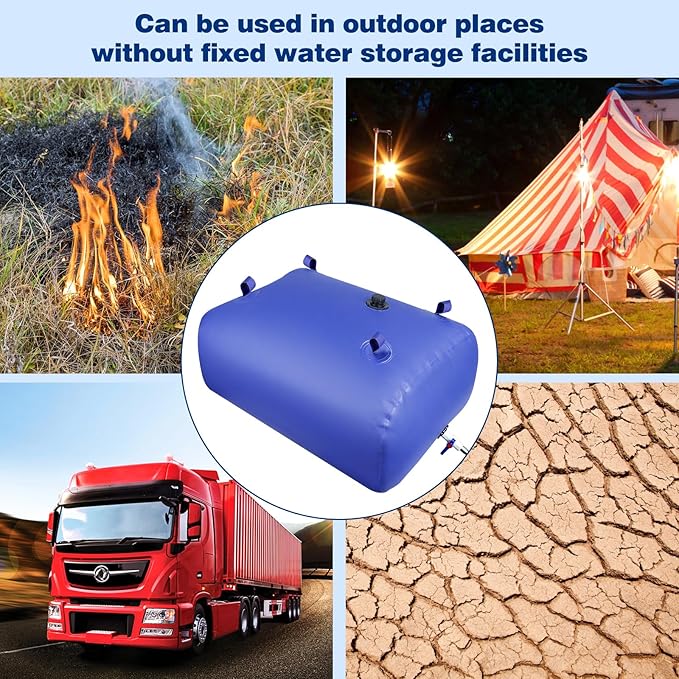 Water Bladder Storage Containers 528.3Gal/2000L - Water Tank Foldable Water Storage Containers,with Valve Soft Water Bag,Agricultural Water,Drought Resistance,Fire Prevention, Emergency Water, Blue