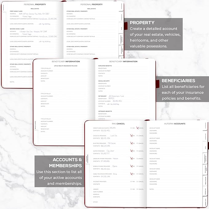 Clever Fox Large End of Life Planner – Guided Final Arrangements Organizer Notebook for Instructions, Beneficiary Info, Will Preparation, Last Wishes & Funeral Planning – 8.5" x 11" (Burgundy)