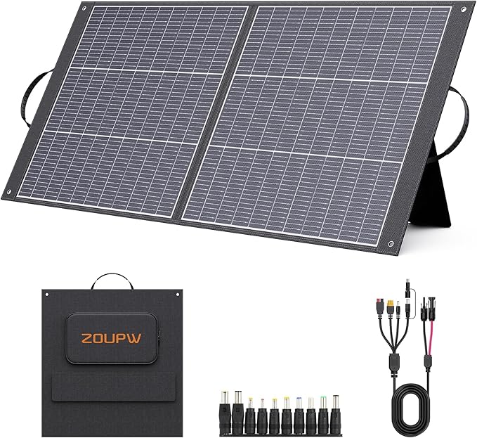 N-Type 16BB Ultralight 100 Watt Portable Solar Panel for Power Station,RV Essentials, Foldable Solar Charger with 25% High Efficiency IP67 Waterproof 2 Kickstands for Camping RV Trip
