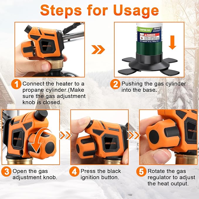 Propane heater, 9200 BTU Portable Propane Heater with Foldable Gas Cylinder Stand for Camping, Tent, Hiking, Ice Fishing, and Hunting(Fuel Cylinder Not Included)