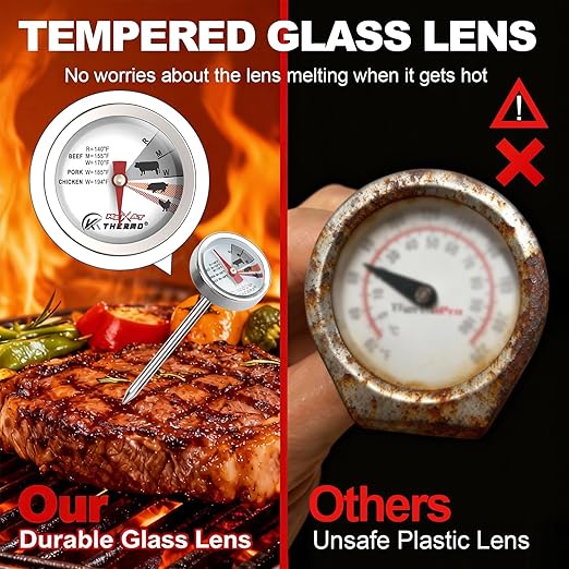 Mini Custom Poultry Meat Thermometer Steak Thermometer for Grilling Instant Read Cooking Thermometer Stainless Dial Steel for Beef, Pork and Chicken