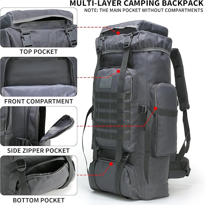 Hiking Backpack for Men 70L/100L Camping Backpack Military Rucksack Molle 3 Days Assault Pack for Climbing