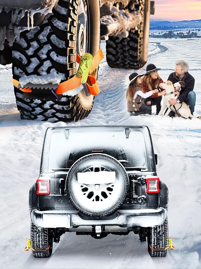 Tire Metal Gripper Traction Device Traction Straps Large for Trucks Large SUVs Anti Skid Emergency Traction Aid Straps to Get Unstuck from Snow, Mud, Ice & Sand, Fit for Jeep Wrangler JK JL Bronco