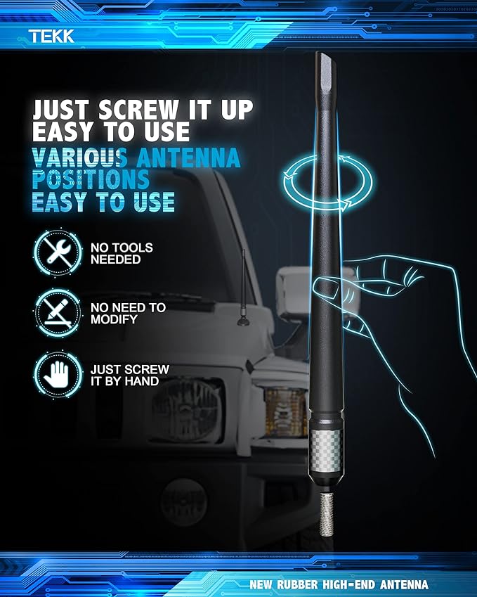 TEKK Carbon Fiber Short Antenna Compatible with 2008-2015 Clubman / 2001-2026 Cooper / 7.9 Inches Premium Flexible Rubber/Designed for Optimized FM/AM Signal Reception