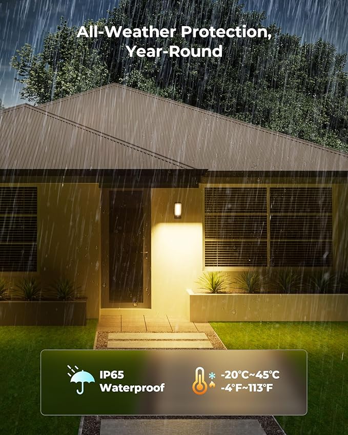 Motion Sensor Outdoor Light, 10000mAh Rechargeable 600 Lumen Battery Operated Outdoor Light with 3 Modes, 3 Color Temperatures, Waterproof Outdoor Security Lights for House, Fences, Patio