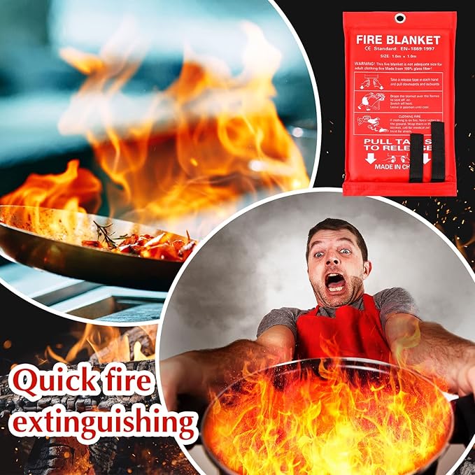 Macarrie 20 Pack 39” x 39” Fire Blanket Emergency for Home and Kitchen Safety Suppression Blanket Fiberglass Fireproof Survival for Fireplace Car Office Camping (Red)