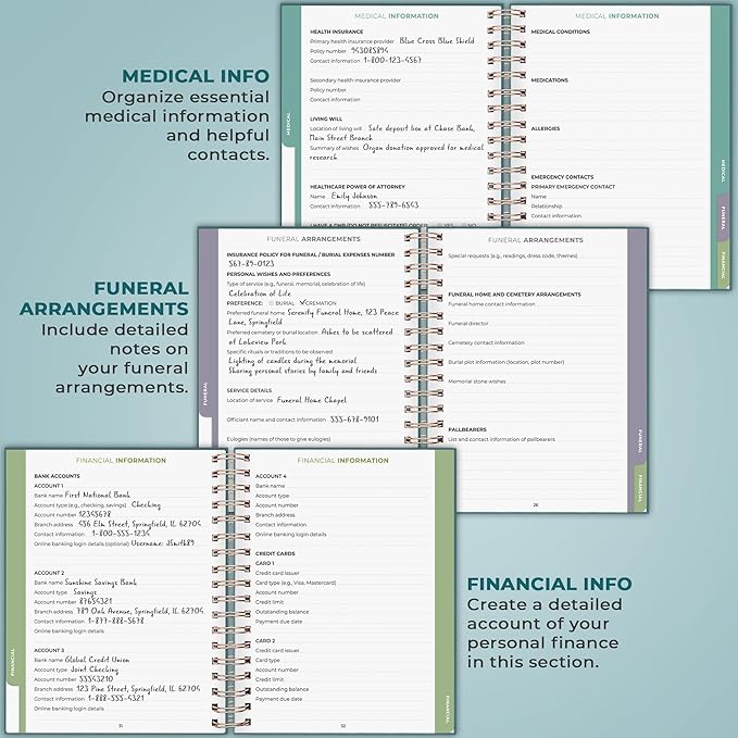 Clever Fox When I Die Planner With Pockets for Documents – End-of-Life Organizer Binder for Important Personal Info & Final Wishes (Dark Teal)