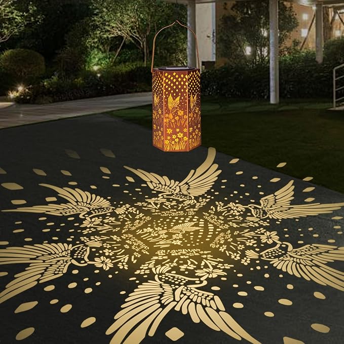 2 Pack Hummingbird Solar Lanterns Outdoor Waterproof - Christmas Gifts for Women, Men, Mom, Solar Lights Outdoor Hanging Garden Decor for Outside, Patio, Outdoor, Yard, Lawn, Balcony