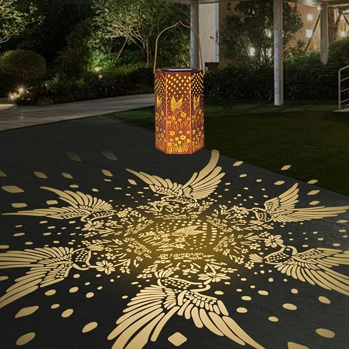 4 Pack Hummingbird Solar Lanterns Outdoor Waterproof - Christmas Gifts for Women, Men, Mom, Solar Lights Outdoor Hanging Garden Decor for Outside, Patio, Outdoor, Yard, Lawn, Balcony