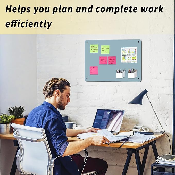 2Pack Magnetic Board 17.5" x 11.4" Magnet Bulletin Board is Suitable for displaying Notes, Photos,Magnetic Letters,Suitable for Walls, refrigerators, cabinets, etc（Blue）