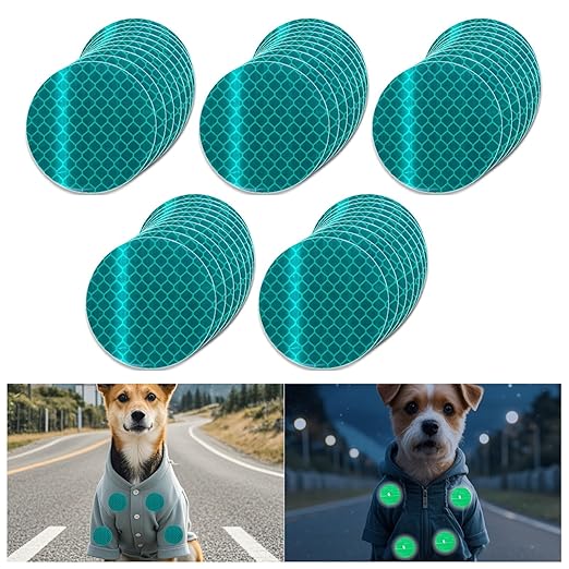 Non Fading Green Reflective Stickers 2-inch Diameter Round Reflector, Outdoor Waterproof High Visibility Warning Adhesive Tape (50 Pcs)