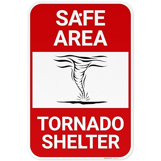 Safe Area Tornado Shelter Sign, 12x18 Inches, 3M EGP Reflective .063 Aluminum, Fade Resistant, Made in USA by Sigo Signs