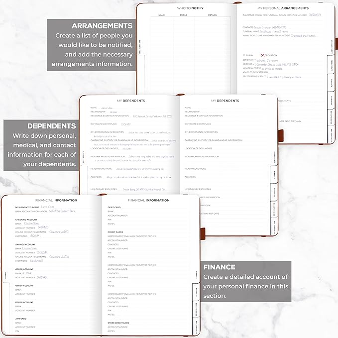 Clever Fox End of Life Planner – Final Arrangements Organizer for Beneficiary, Will Preparation, Last Wishes & Funeral Planning, A4 (Brown)