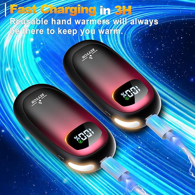 Hand Warmers Rechargeable-Electric Hand Warmers, Max 16 Hrs Warmth Up to 127℉, LED Display & Flashlight, Dual-Side Heating Portable Heater, Hunting Camping Essentials, Gifts for Men Women Raynauds