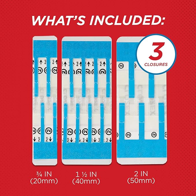 Clozex Emergency Laceration Closure & Kit FSA HSA Eligible Skin Closure Device Treat 4 Wounds Combined Up to 5 3/4" Includes Complete Kit to Clean, Close, &Cover Injuries Without Stitches