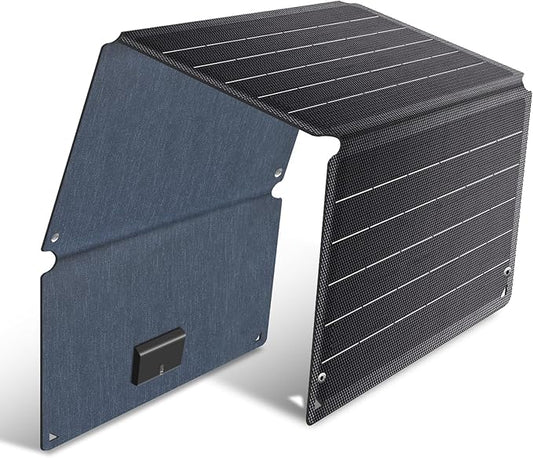 36W Portable Solar Panel, EFTE Foldable Solar Panel Charger IP65 Waterproof with 2 Outputs (USB-A Type-C) for Camping Hiking RV Outdoor Compatible with Mobile Phones Power Bank Camping Lamps