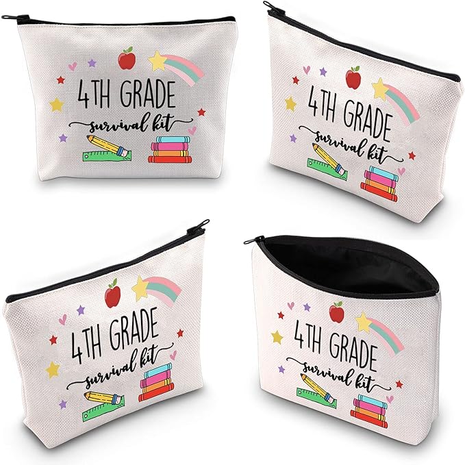 WCGXKO 4th Grade Teacher Gift 4th Grade Survival Kit Zipper Pouch Makeup Bag (survival kit 4th Grade)