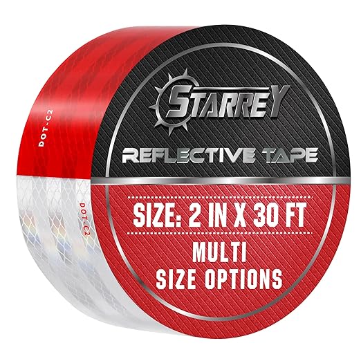 DOT-C2 Reflective Tape 2 in X 30 FT Red White Waterproof Outdoor Selfadhesive Trailer Tape Safety Caution Reflector Conspuicy