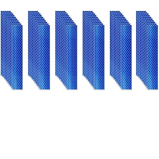 Blue Reflective Stickers 1 inch X 6 inch, Outdoor Waterproof High Visibility Warning Safety Adhesive Reflector Tape (60 Pcs)