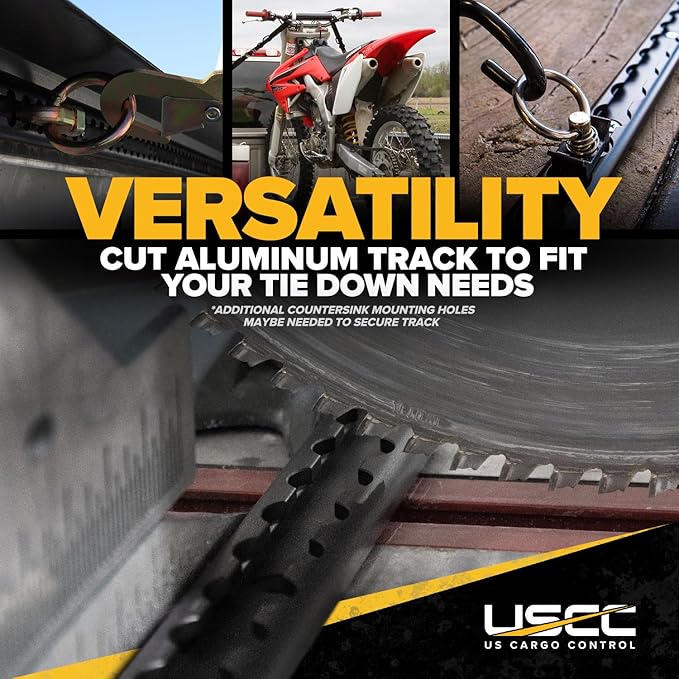 US Cargo Control L Track Tie Down System, Includes (4) USA Made 4-Foot Black Anodized Aluminum L-Track and (4) Black Single Stud O-Ring Fittings, Trailer Tie Down System for Trailers and Truck Beds