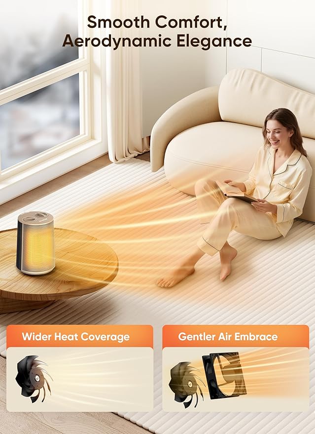 GiveBest Portable Space Heater – 1500W Quiet & Energy Efficient Overheat & Tip-Over Protection, Fast Heating PTC Technology, Ideal for Bedroom, Office & Desk Use, Gold