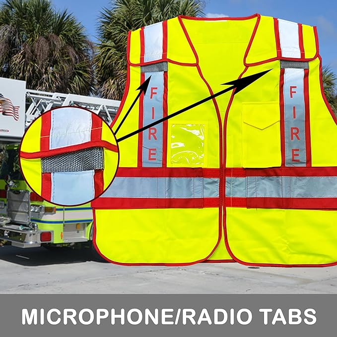 VIEWBRITE Reflective Class 2 Fire Vest Lime Green - 5 Point Breakaway High Visibility Yellow Fire Fighter Vest