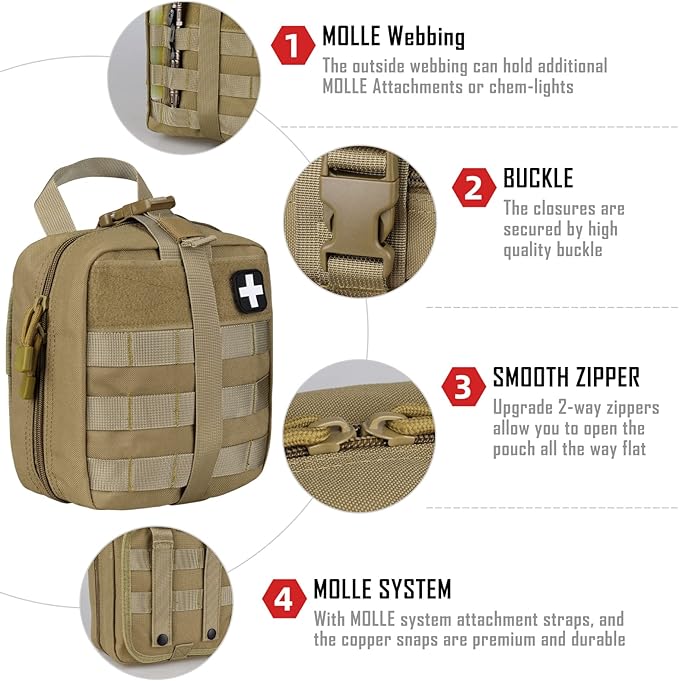 LIVANS 1000D First Aid Bag Empty Medical Ifak Pouch Molle EMT Pouches Rip-Away Tactical Military Trauma Emergency Medic Bag