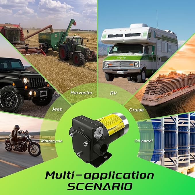 12V Fuel Transfer Pump Automatic Gasoline 3.7GPM DC Diesel Transfer Pump with Forward and Reverse Pumping, Portable Fuel Oil Transfer Pump for Gasoline, Diesel, Kerosene & More