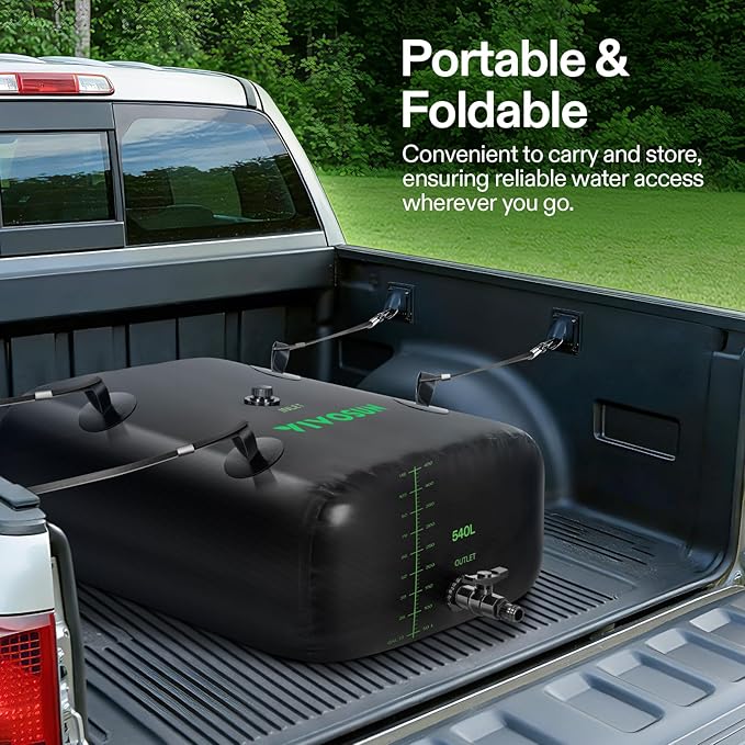 VIVOSUN 540 L/143 Gal Water Storage Bladder, Foldable and Portable Water Tank, Water Storage Bag Containers for RV, Camping, Garden, Irrigation, Drought Resistance, Firefighting