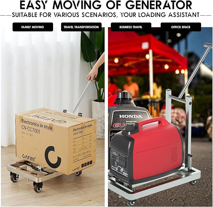 Generator Wheel Kit,GeneratorCart,500LB Heavy-Duty GeneratorCart With Wheels, Made of 100% Sstainless Steel,(19.6X13.7inches) (Stainless steel original color)
