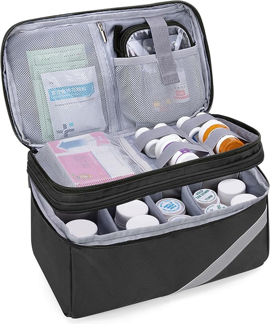 Trunab Medicine Storage and Organizer Bag Empty, Pill Bottle Organizer with Portable Small Pouch, Home First Aid Box for Emergency Medication, Supplements or Medical Kits (Bag Only)(Patent Design)