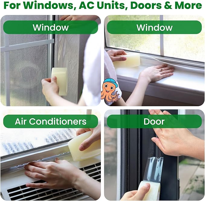 ECOHomes Window Weather Sealing Tape (4 Inch Wide) - Clear Weather Stripping Window Seal Tape Stops Draft from Entering Through Gaps, Windows, AC Unit - Insulation Seal for Air Conditioner, 90 Ft