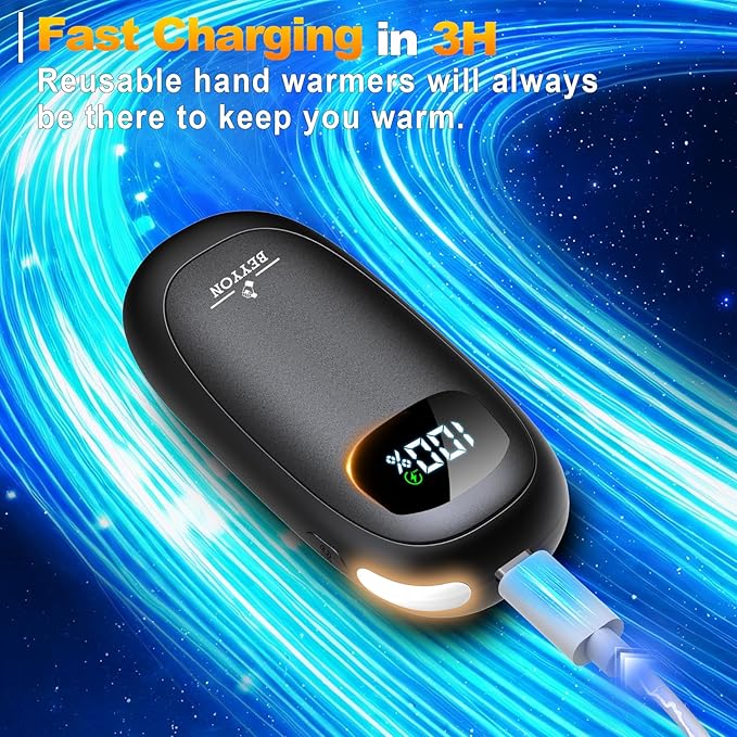 Hand Warmers Rechargeable-Electric Hand Warmers, Max 16 Hrs Warmth Up to 127℉, LED Display & Flashlight, Dual-Side Heating Portable Heater, Hunting Camping Essentials, Gifts for Men Women Raynauds